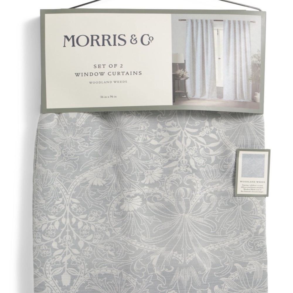 NWT Morris & Co Woodland Weeds Window Curtain Panels Set Of 2 Size 36” x 96”